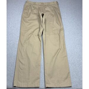 Duluth Trading Co Mens Khaki Pants 36x34 Cotton Twill Workwear Pleated Heavy